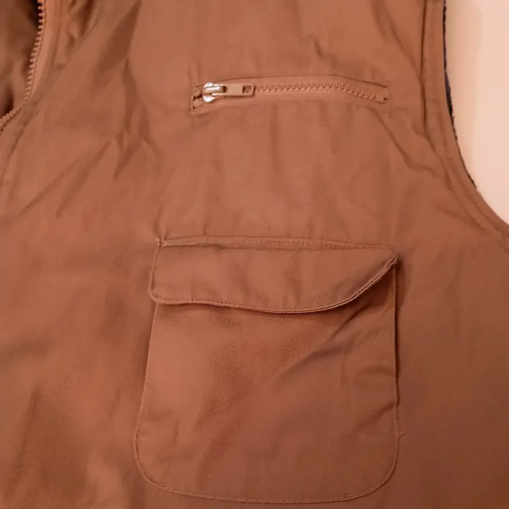 Branded Lion Big Man Reversible Outdoor Work Vest Khaki Blue Buffalo Plaid 2XB